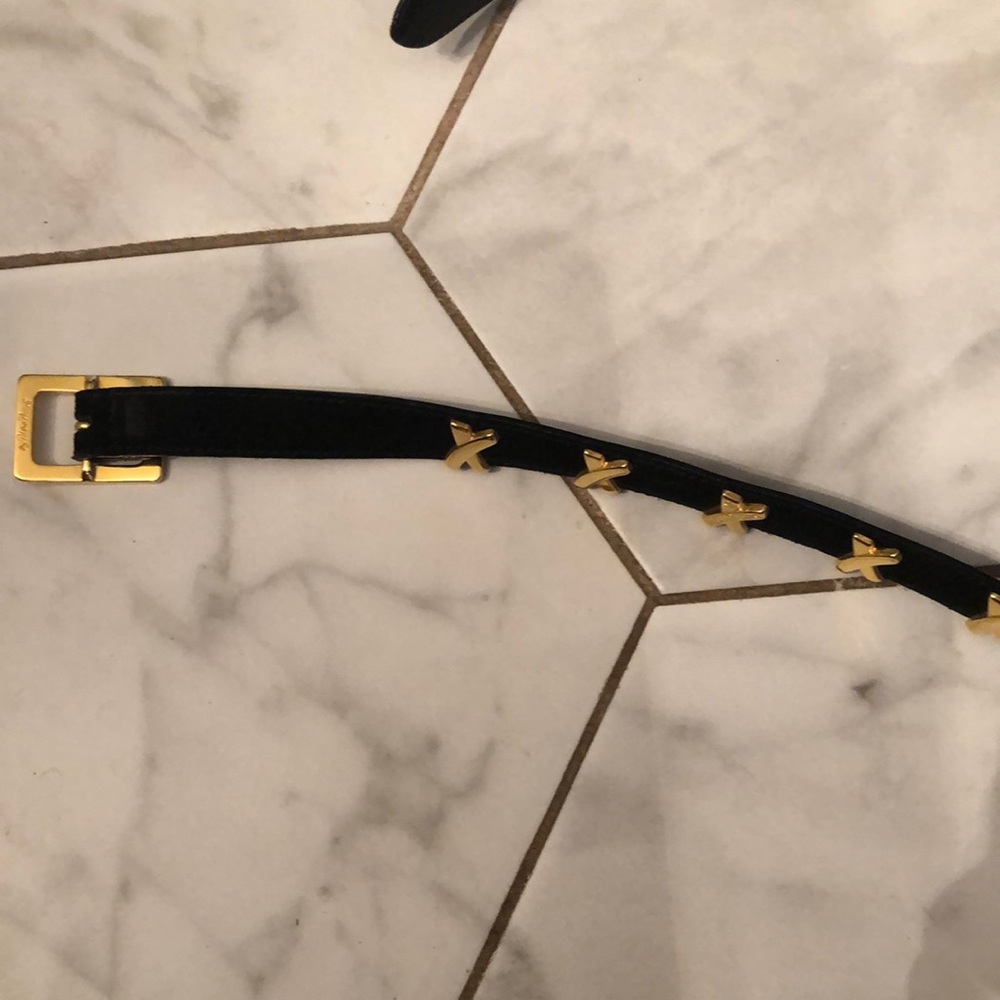 - Vintage Black suede Paloma Picasso belt with gold detail signature X